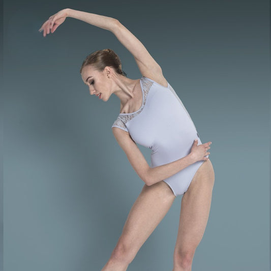 Floral cap sleeve ballet leotard with lace back detailing, women's dance leotard by Baiwu UK