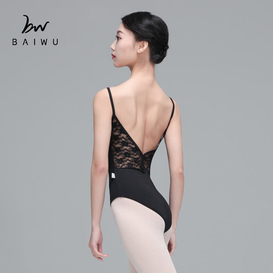 Lace V-Back Camisole Leotard
