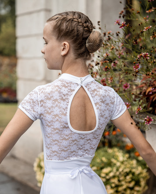 Lace Turtleneck Cap Sleeve Leotard