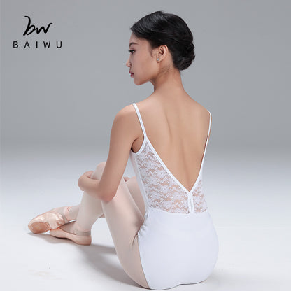 Lace V-Back Camisole Leotard