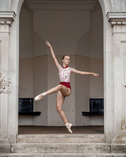 Zip Front Chinese Collar Lace Leotard