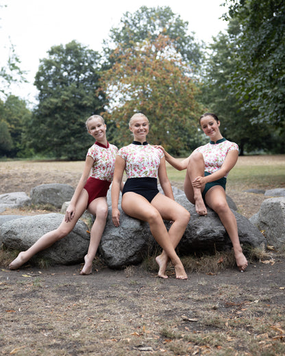 Zip Front Chinese Collar Lace Leotard