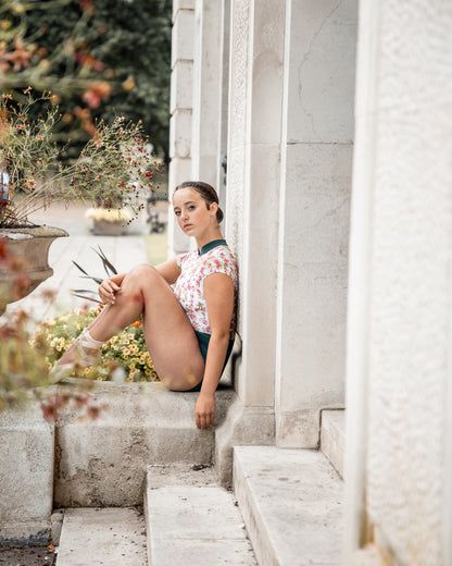 Zip Front Chinese Collar Lace Leotard