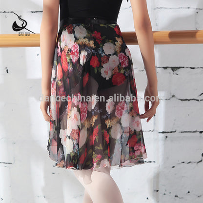 Floral Mid-Length Wrap Skirt