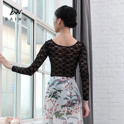 Floral Lace Long Sleeve Leotard