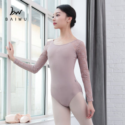 Floral Lace Long Sleeve Leotard