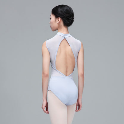 High Neck Sleeveless Mesh Leotard