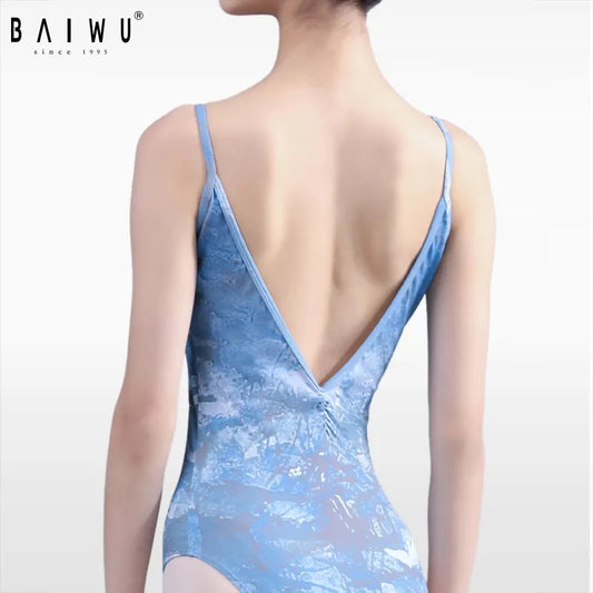 Ink Print Leotard with Thin Straps
