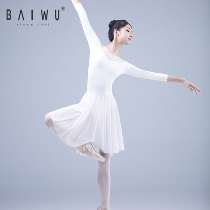 ¾ Sleeve Floral Lace Leotard