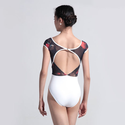 Floral Wave Mesh Leotard