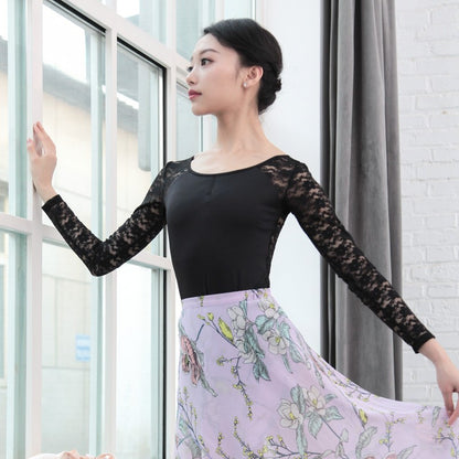 Floral Lace Long Sleeve Leotard