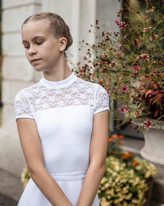 Lace Turtleneck Cap Sleeve Leotard