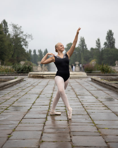 Sleeveless Floral Lace Bardot Leotard