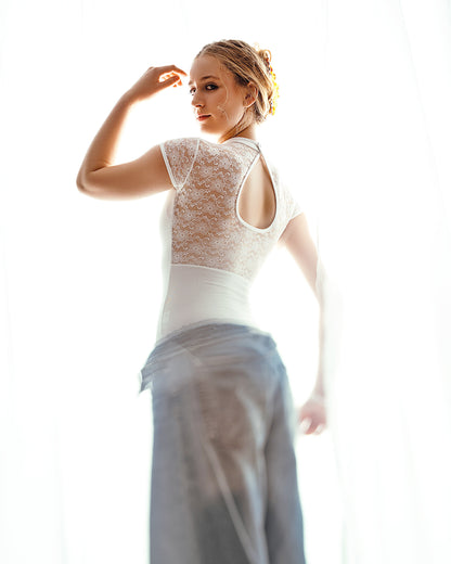 Lace Turtleneck Cap Sleeve Leotard