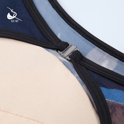 Floral Wave Mesh Leotard