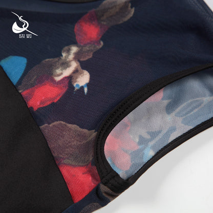 Floral Wave Mesh Leotard