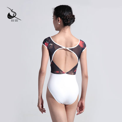 Floral Wave Mesh Leotard