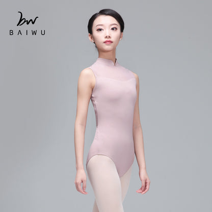 High Neck Sleeveless Mesh Leotard